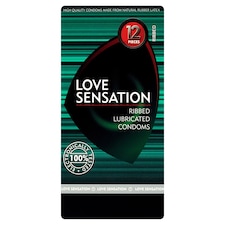 Love Sensation extra adag síkosítóval ellátott, bordázott óvszer 12 db