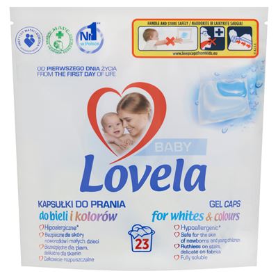 Lovela Baby mosókapszula fehér és színes ruhákhoz, babaruhákhoz és pelenkákhoz 23 mosás 499,1 g