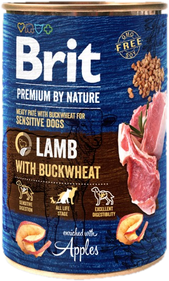 Brit Premium by Nature nedves kutyaeledel/kutyakonzerv, bárány hajdinával 400 g