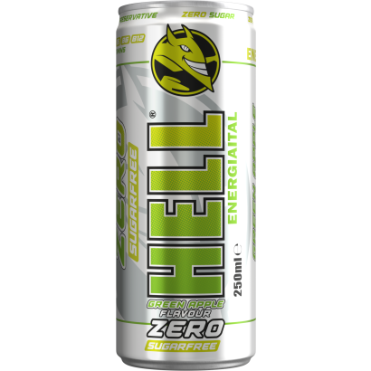 HELL zöldalma ízű, koffeintartalmú, szénsavas, alkoholmentes ital 250 ml