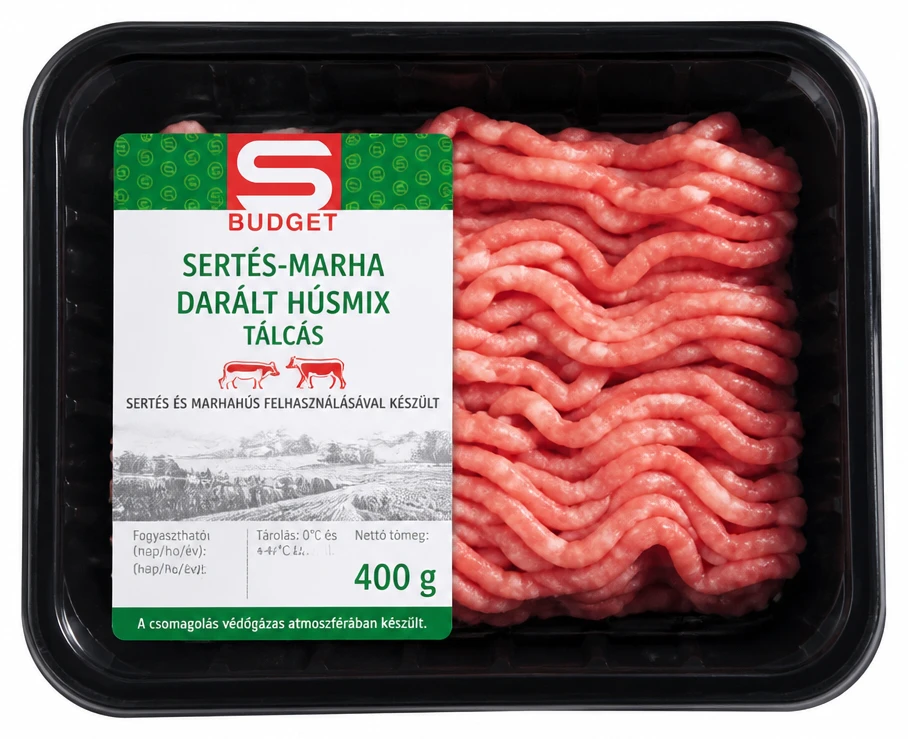 S-BUDGET sertés-marha darált húsmix tálcás