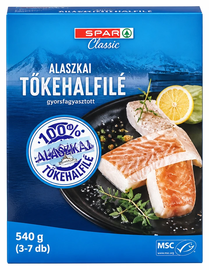 Classic alaszkai tőkehalfilé gyorsfagyasztott