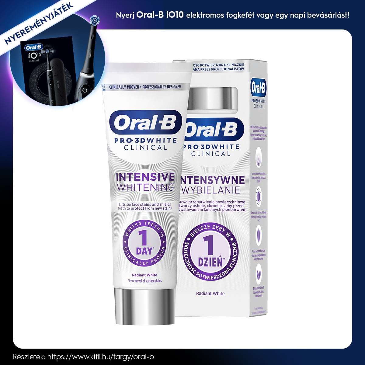 Oral-B Pro 3D White Clinical Radiant White Fogkrém, 75 ml