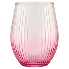 Rózsaszín bordázott üvegpohár 620 ml