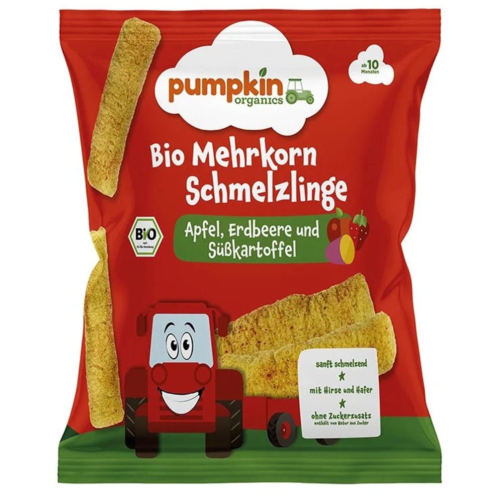 Pumpkin Organics Bio gabonás rudacskák – alma eper édesburgonya 10 hónapos kortól