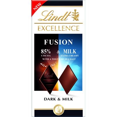 Lindt Excellence Core Fusion 85% Étcsokoládé Tengeri Sóval és Tejcsokoládé 100 g