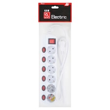 Sky Electric 6-os, többkapcsolós, védőérintkezős háztartási elosztó 1,5 m