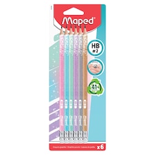 Maped Black'Peps Glitter Deco HB, háromszögletű grafitceruza radírral vegyes pasztell színek