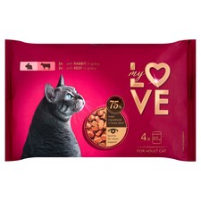 My Love teljes értékű szaftos eledel felnőtt macskák számára, nyúl és marha szószban 4 x 85 g