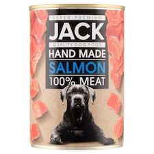 Jack Szuper Premium lazac konzerv teljes értékű állateledel felnőtt kutyák számára 400 g