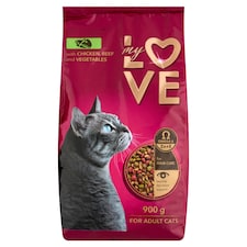 My Love teljes értékű száraztáp felnőtt macskák számára csirkével, marhával és zöldségekkel 900 g
