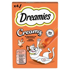 Dreamies Creamy kiegészítő macskaeledel csirkével macskák és kölyökmacskák számára 4 x 10 g (40 g)