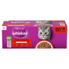 Whiskas 1+ Klasszikus Ételek teljes értékű nedves eledel felnőtt macskáknak 60 x 85 g (5,1 kg)