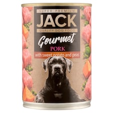 Jack Gourmet malachús édesburgonyával, zöldborsóval teljes értékű eledel felnőtt kutyáknak 400 g
