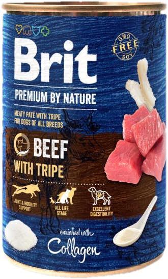 Brit Premium by Nature nedves kutyaeledel/kutyakonzerv, marha és pacal 400 g