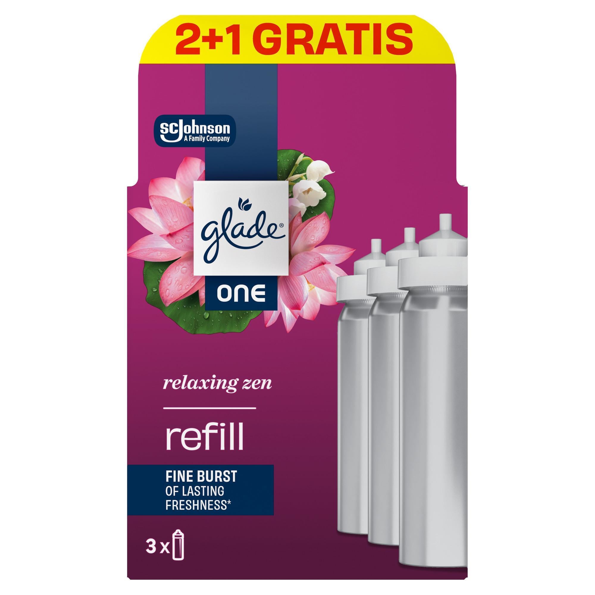Glade ONE - Relaxing Zen, koncentrált légfrissítő aeroszol utántöltő 2+1