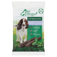 Pet Specialist fogápoló rágórúd mentával és petrezselyemmel közepes testű kutyák számára 180 g