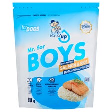PetsUp Mr. for Boys érzékeny kutyák igényeihez igazodó lazac és rizs alapú prémium kutyatáp 800 g