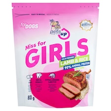 PetsUp Miss for Girls érzékeny kutyák igényeihez igazodó bárány és rizs alapú prémium kutyatáp 800 g