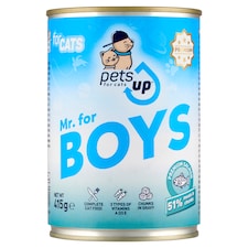 PetsUp Mr. for Boys teljes értékű nedves állateledel felnőtt macskák számára lazaccal szószban 415 g