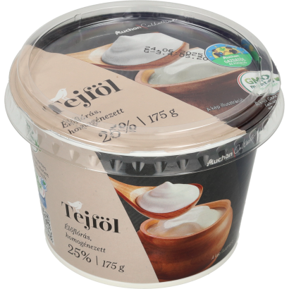 Auchan Collection Gazdától az asztalig Élőflórás tejföl 25% zsírtartalommal 175 g