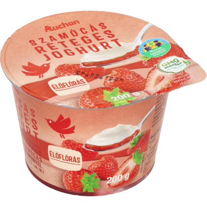 Auchan Kedvenc Gazdától az asztalig szamóca réteges joghurt 200 g