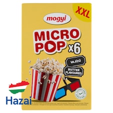 Mogyi Micro Pop mikrohullámú sütőben elkészíthető vajízű pattogatni való kukorica 6 x 100 g (600 g)