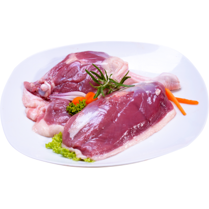 Friss fiatal kacsacomb és mellfilé bőrrel 450 g