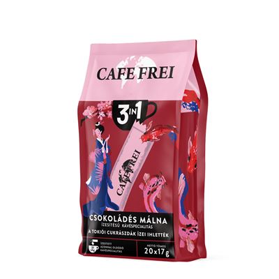 CAFE FREI Tokiói Csokoládés Málna Ízesítésű Kávéspecialitás 3in1 Instant kávé 20 x 17 g