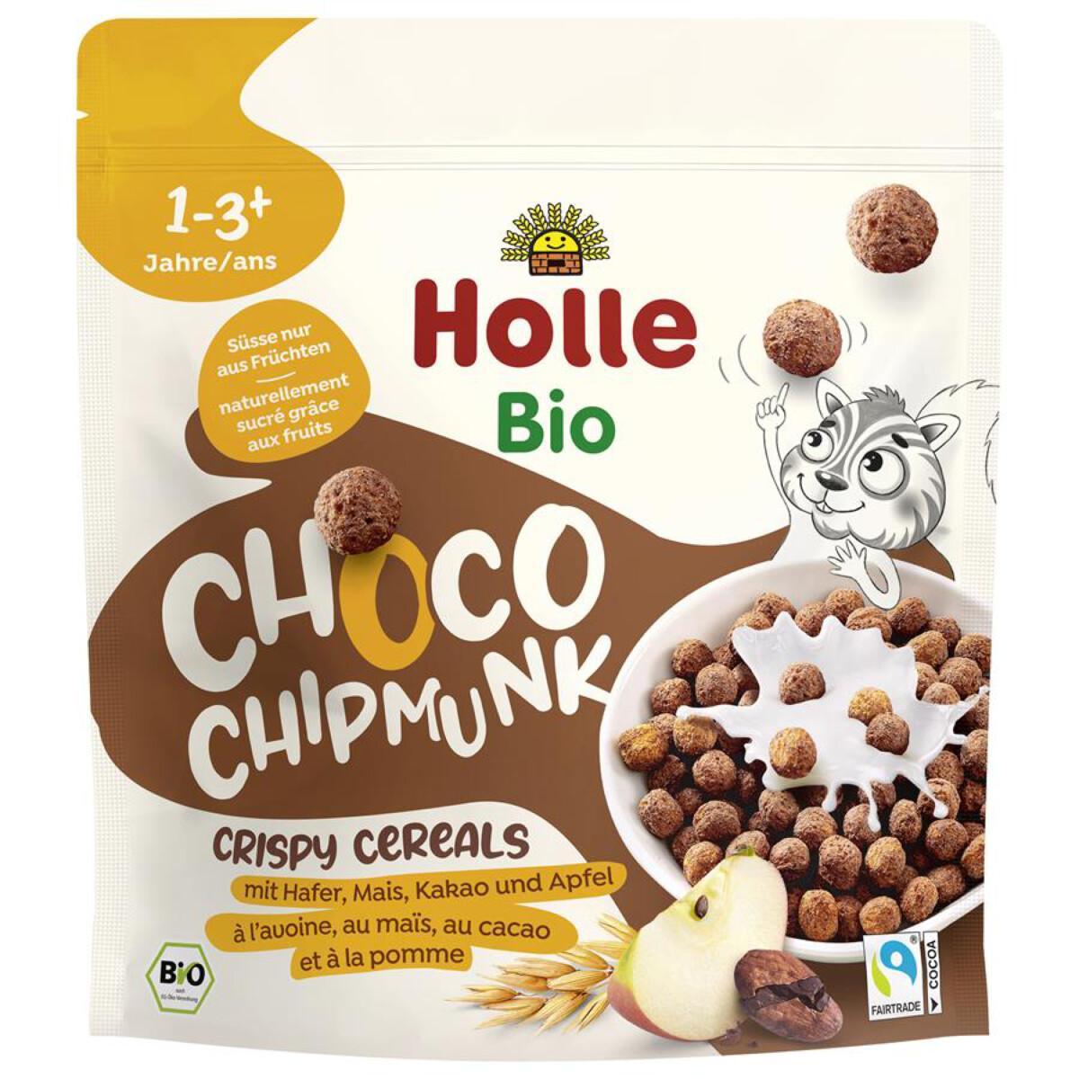 Holle Bio Choco Chipmunk – Kakaós gabonagolyók zabbal kukoricával és almával 12 hó+