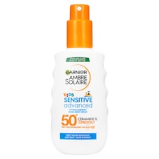 Garnier Ambre Solaire napvédő spray nagyon magas védelemmel SPF50+ gyerekek érzékeny bőrére 150 ml