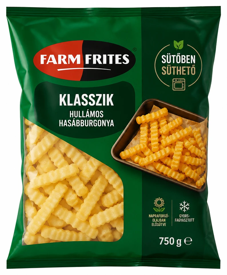 Farm Frites Gyorsfagyasztott hasábburgonya sütőben süthető klasszik, hullámos