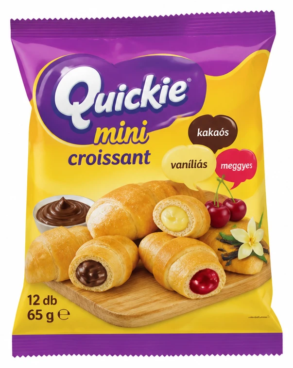 Quickie mini croissant kakaós, vaníliás, meggyes