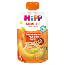 HiPP Snackie körte-banán-szőlő zabbal bio gyümölcskészítmény 1 éves kortól 120 g