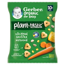 Gerber Organic sárgarépás-babos bio kukoricasnack, 10 hónapos kortól 28 g