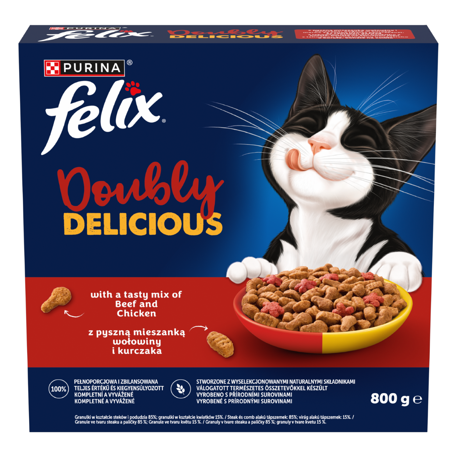 Felix Doubly Delicious marha és csirke keverékével, céklával száraz macskaeledel