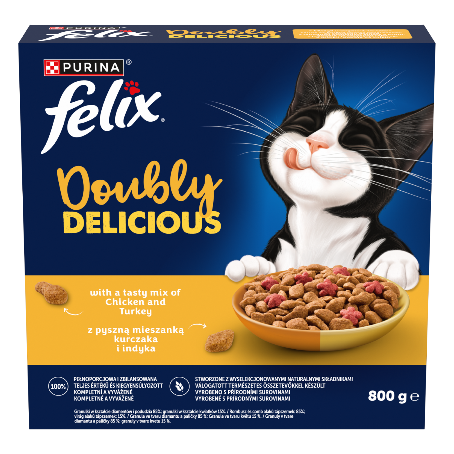 Felix Doubly Delicious csirke és pulyka keverékével, céklával száraz macskaeledel