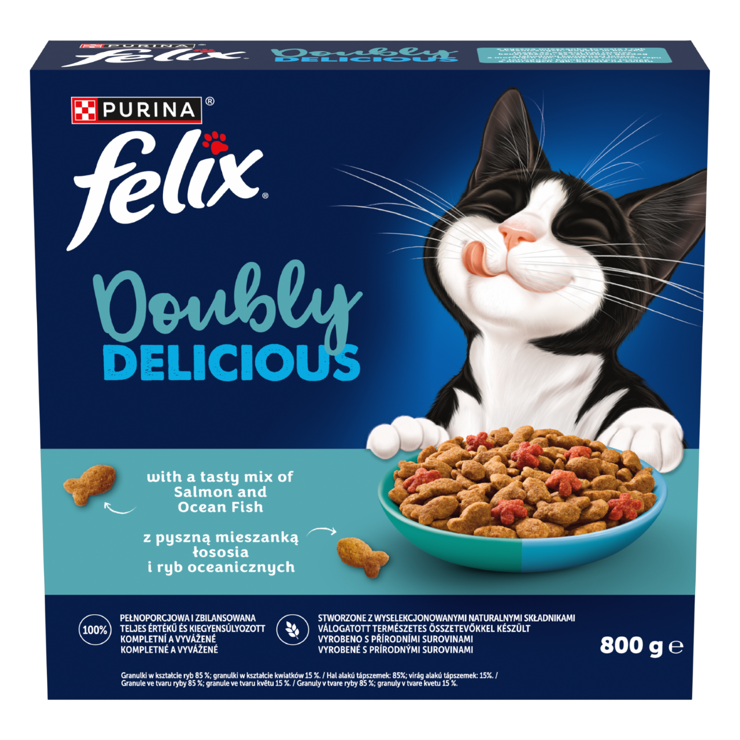 Felix Doubly Delicious lazac és óceáni hal keverékével, céklával száraz macskaeledel
