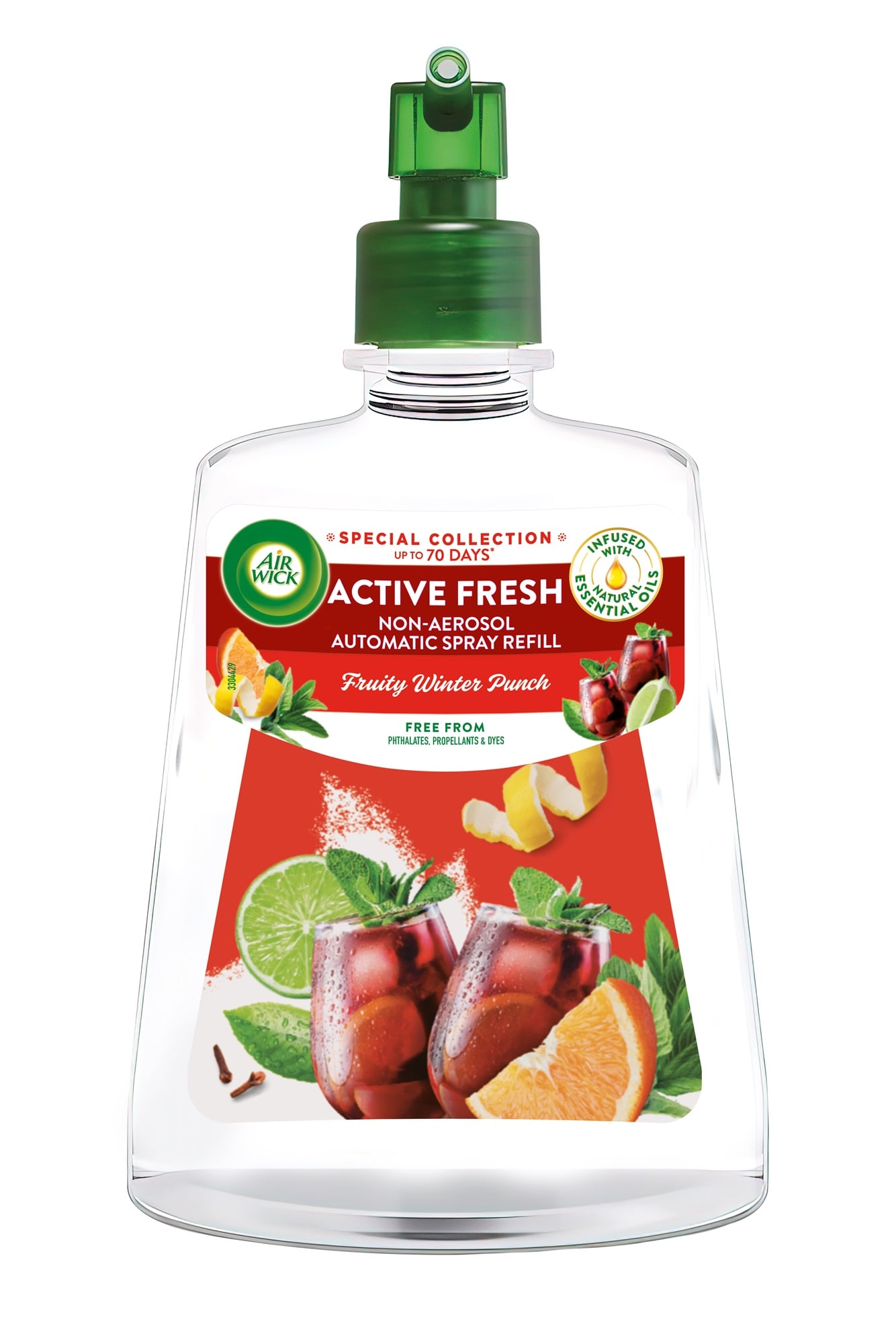 Air Wick Active Fresh Automata Légfrissítő spray utántöltő, Gyümölcsös téli puncs