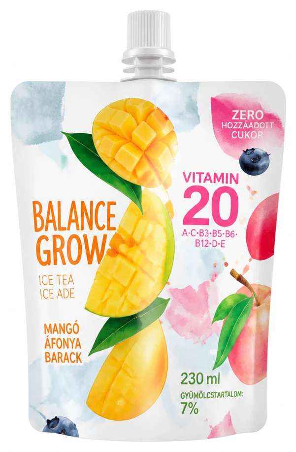 Balance Grow Ice Tea, Ice Ade mangó, áfonya, barack
