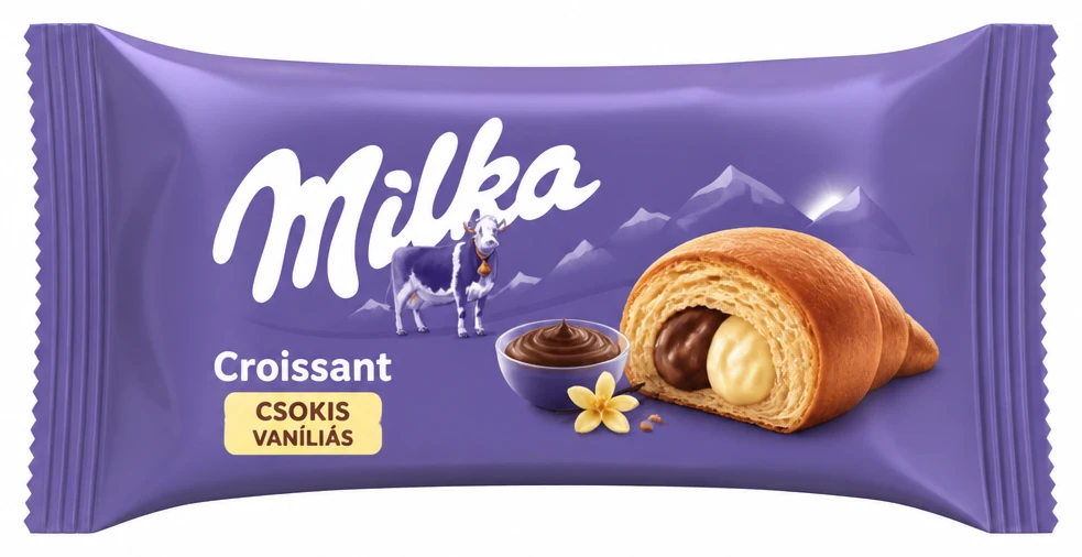 Milka croissant csokis, vaníliás