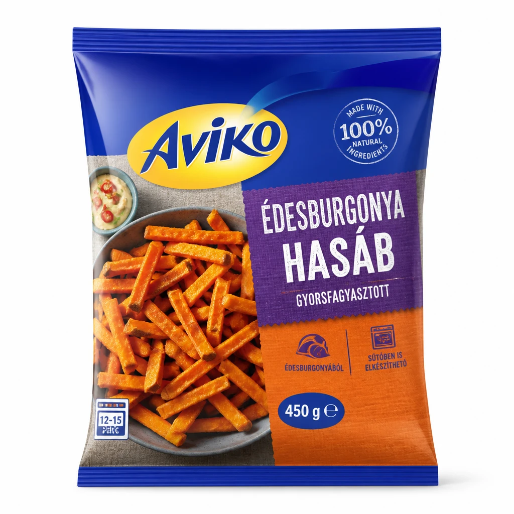 Aviko édesburgonya-hasáb gyorsfagyasztott