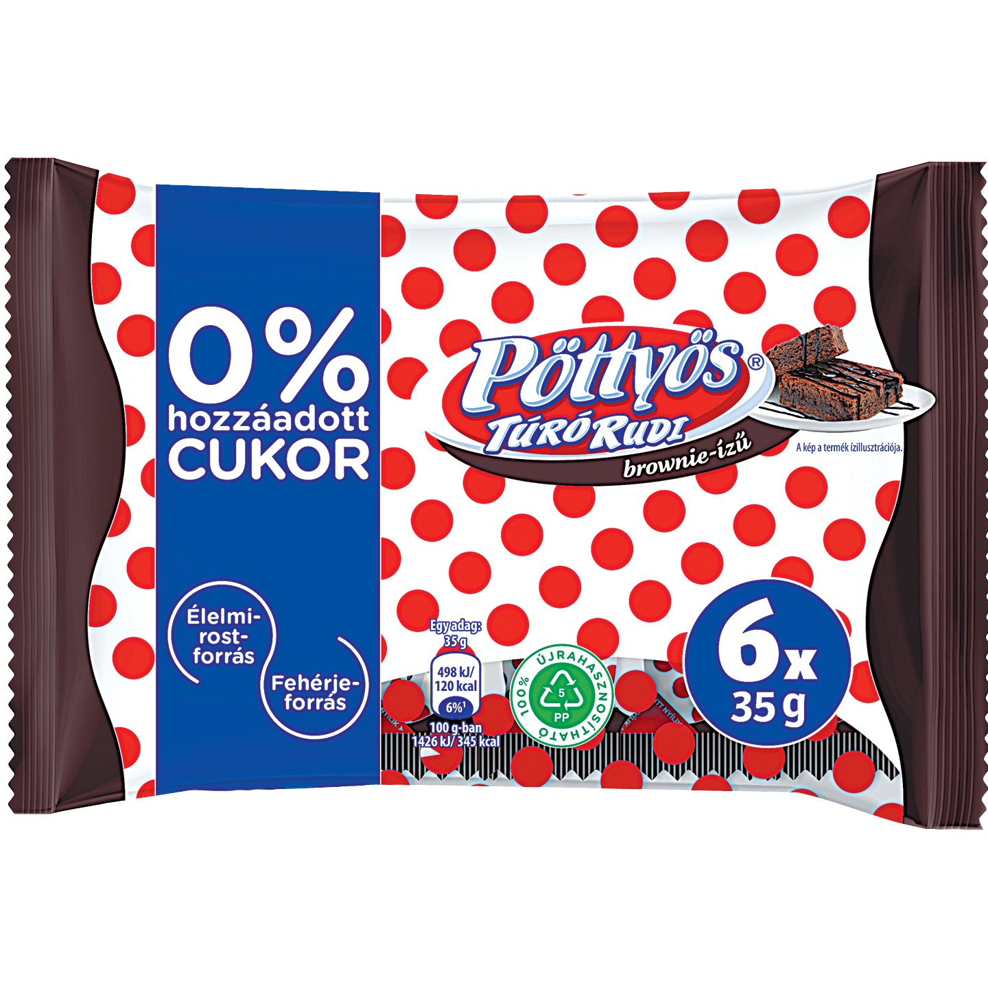 Pöttyös Túró Rudi Brownie Ízű 0%+Cukor Multipack