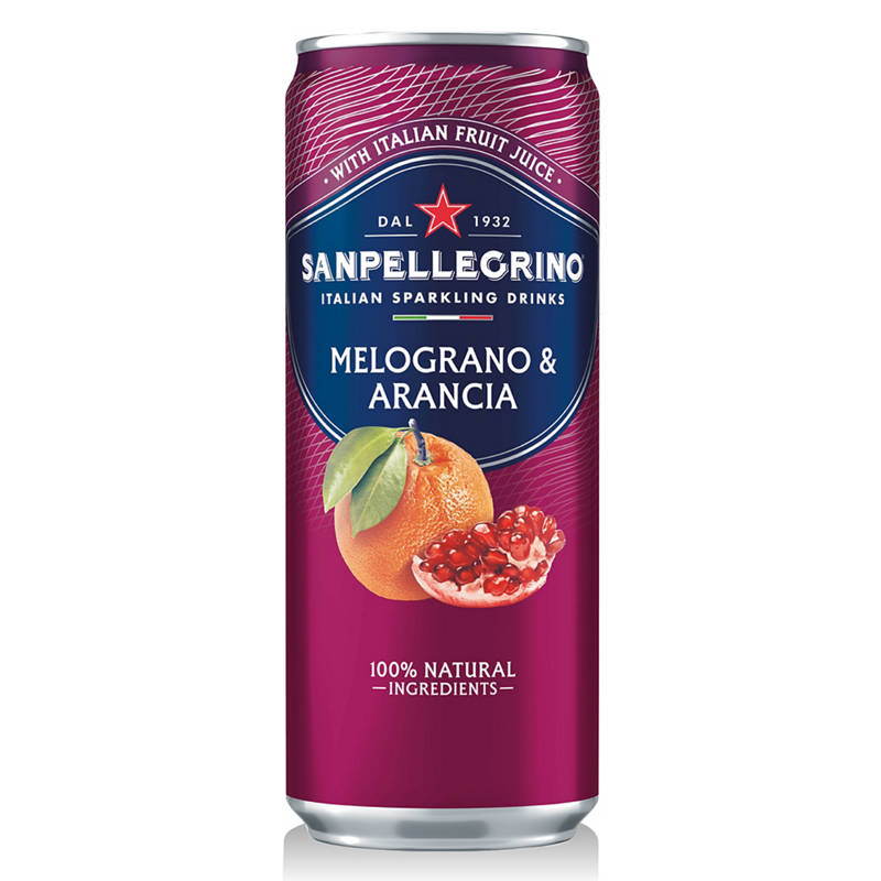 Szénsavas üdítőital, gránátalma-narancs, 0,33 l