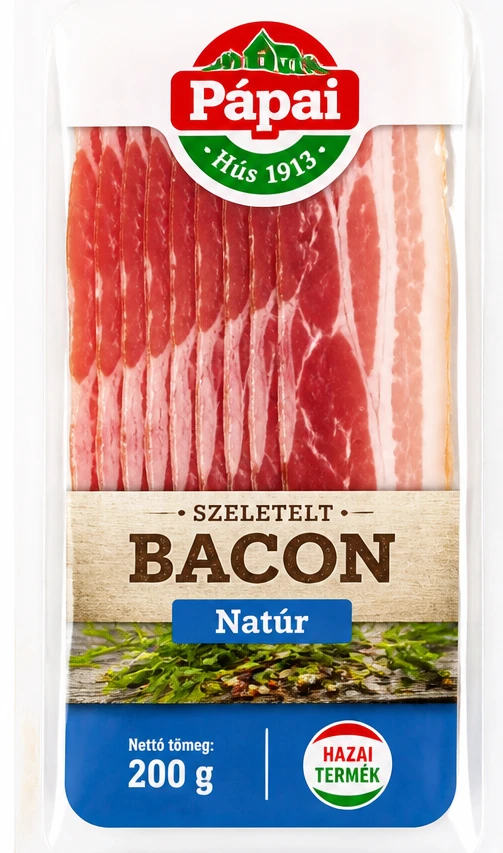 Pápai bacon, szeletelt Natúr