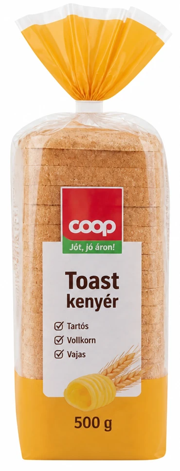 Coop Toast kenyér Tartós, Vollkorn, Vajas