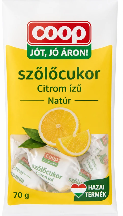 Coop szőlőcukor Citrom ízű, Natúr