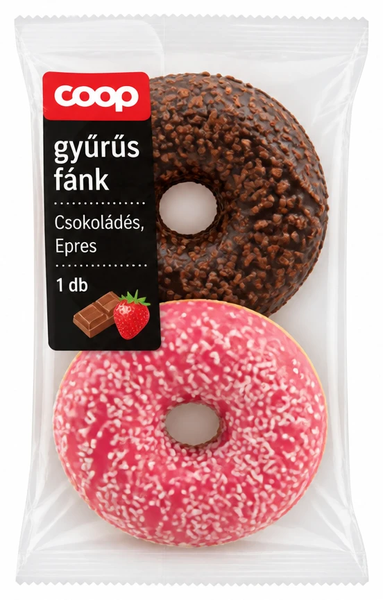 Coop gyűrűs fánk Csokoládés, Epres