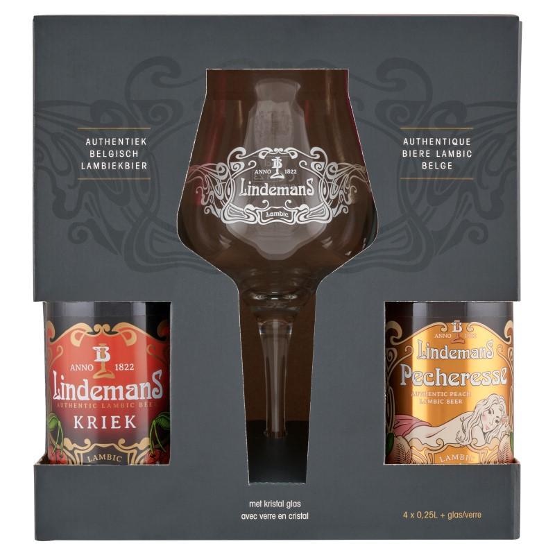 Lindemans sörválogatás 4 db 0,25 L sörrel és 1 db pohárral pakk