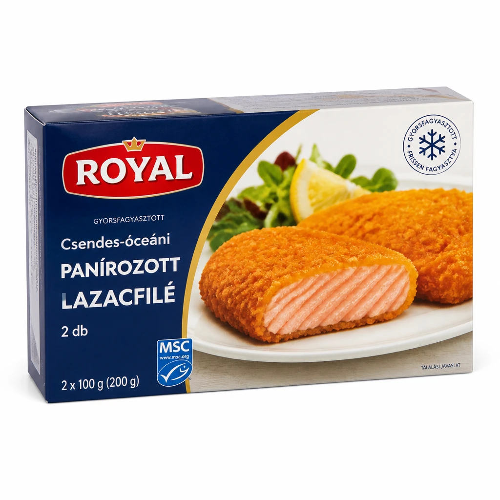 Royal gyorsfagyasztott csendes-óceáni panírozott lazacfilé 2 x 100 g (200 g)